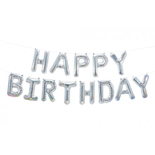 (image for) Silver HAPPY BIRTHDAY Foil Balloon Kit (35cm)